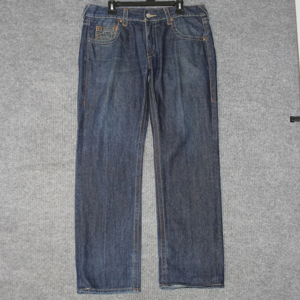 True‎ Religion Joey Koi Fish Embroidered Bobby Jeans Mens 36 Blue Rare Grail